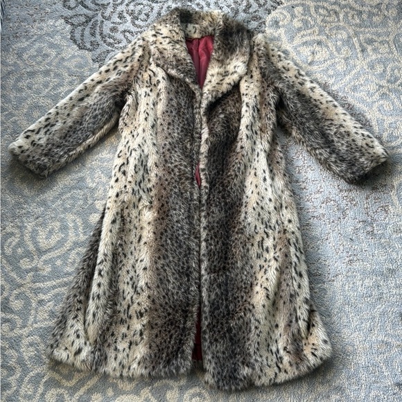 SOLD Vintage Full Length Faux Leopard Print Coat Large - Picture 3 of 10